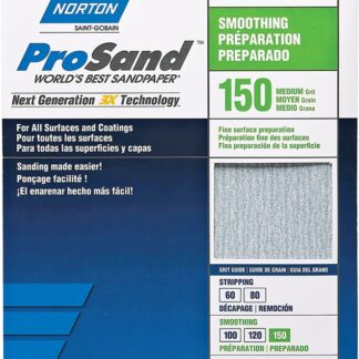 Norton 02618 Sanding Sheet, 11 in L, 9 in W, Fine, 150 Grit, Aluminum Oxide Abrasive, Fiber Backing