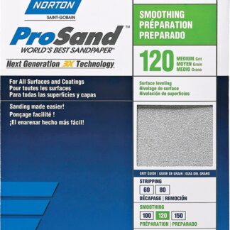 NORTON ProSand 07660768161 Sanding Sheet, 11 in L, 9 in W, Medium, 120 Grit, Aluminum Oxide Abrasive