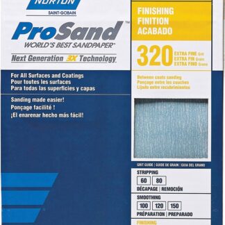 NORTON ProSand 07660768166 Sanding Sheet, 11 in L, 9 in W, Extra Fine, 320 Grit, Aluminum Oxide Abrasive