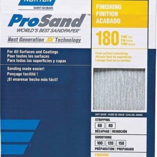 Norton 07660768168 3X High Performance Premium Sanding Sheet, 11 in x 9 in, P180 Grit, Fine Grade, Aluminum Oxide