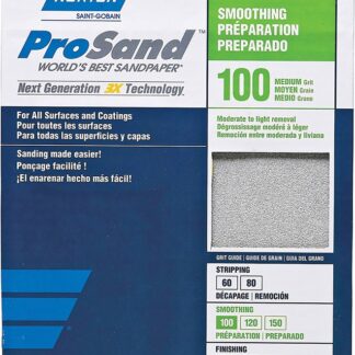 NORTON ProSand 07660768173 Sanding Sheet, 11 in L, 9 in W, Medium, 100 Grit, Aluminum Oxide Abrasive