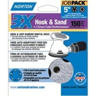 NORTON 04036 Sanding Disc, 5 in Dia, 11/16 in Arbor, Coated, P150 Grit, Fine, Alumina Ceramic Abrasive, Spiral