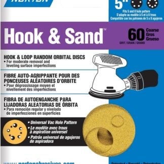 NORTON 04063 Sanding Disc, 5 in Dia, Coated, P60 Grit, Coarse, Aluminum Oxide Abrasive, Paper Backing