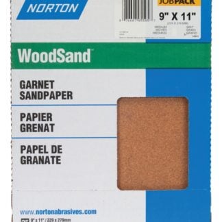 NORTON WoodSand 07660705505 Sanding Sheet, 11 in L, 9 in W, Medium, 100 Grit, Garnet Abrasive, Paper Backing