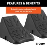 Curt 22800 Wheel Chock Set, 8-1/4 in L, 6.12 in W, 4-3/4 in H, Plastic, Black