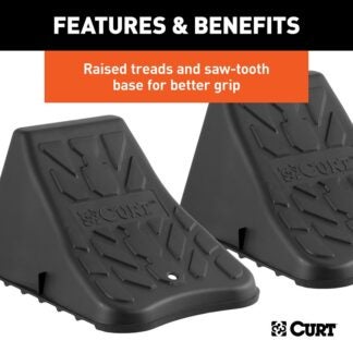 Curt 22800 Wheel Chock Set, 8-1/4 in L, 6.12 in W, 4-3/4 in H, Plastic, Black