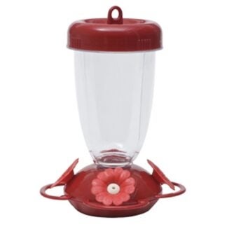 Perky-Pet 135TF Bird Feeder, 16 oz, Nectar, 4-Port/Perch, Plastic, Clear/Red, 7.7 in H