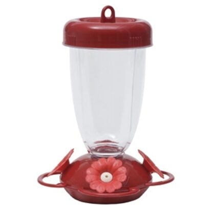 Perky-Pet 135TF Bird Feeder, 16 oz, Nectar, 4-Port/Perch, Plastic, Clear/Red, 7.7 in H