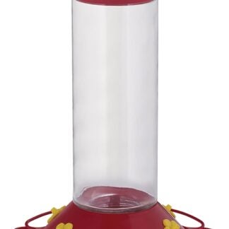 Perky-Pet 209B Bird Feeder, 30 oz, 6-Port/Perch, Glass/Plastic, Bright Red/Yellow, 8.3 in H