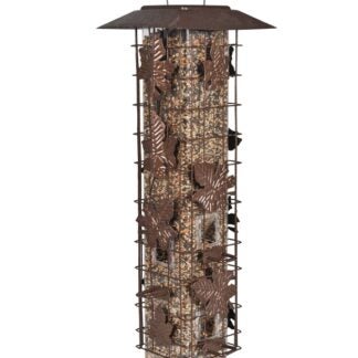 Perky-Pet 336 Wild Bird Feeder, 18-1/4 in H, Rustic Leaf, 2 lb, Metal, Hammered Bronze, Hanging Mounting