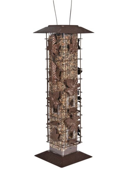 Perky-Pet 336 Wild Bird Feeder, 18-1/4 in H, Rustic Leaf, 2 lb, Metal, Hammered Bronze, Hanging Mounting