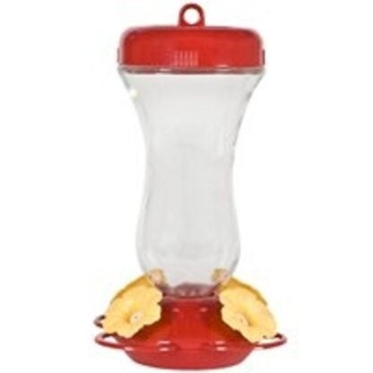 Perky-Pet 131TF Bird Feeder, 16 oz, 4-Port/Perch, Glass/Plastic, Red, 9-3/4 in H