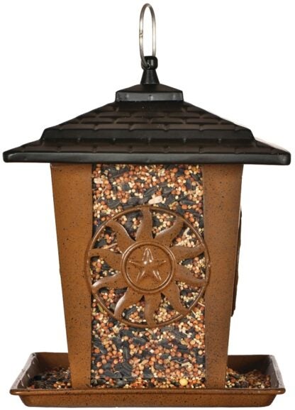 Perky-Pet 370 Seed Lantern Feeder, Sun, Star, 3 lb, Metal, Brown, 10.26 in H, Hanging/Pole Mounting Sells in Quantity of 2