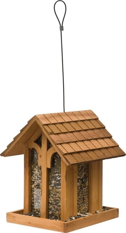 Perky-Pet 50172 Wild Bird Feeder, Mountain Chapel, 3.5 lb, Fir Wood, 13.23 in H, Pole Mounting Sells in Quantity of 2