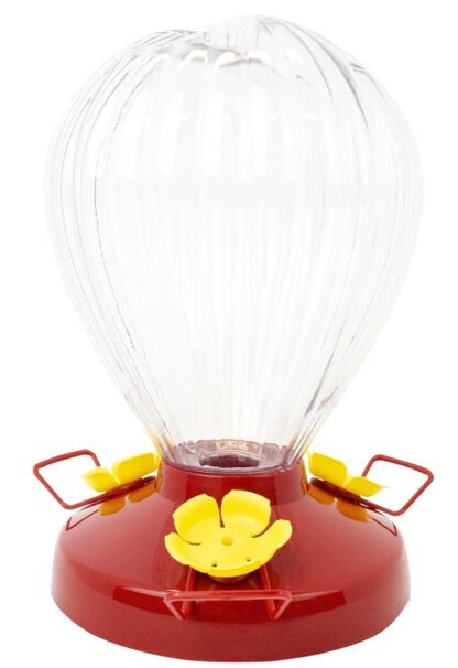 Perky-Pet 273B Bird Feeder, Fluted Balloon, 32 oz, Nectar, 3 -Port/Perch, Plastic, 7-1/2 in H