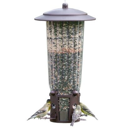 Perky-Pet Squirrel-Be-Gone Max 334 Bird Feeder, Rustic, 4 lb, 4-Port/Perch, Metal/Plastic, 17-1/2 in H Sells in Quantity of 2