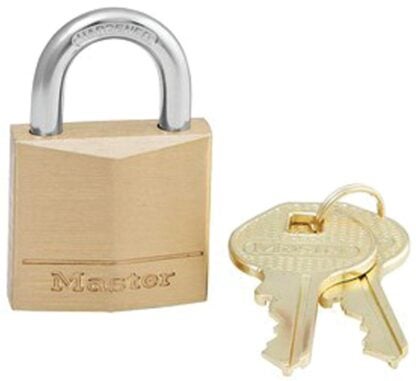 Master Lock 130D Padlock, Keyed Different Key, 3/16 in Dia Shackle, Steel Shackle, Solid Brass Body, 1-3/16 in W Body