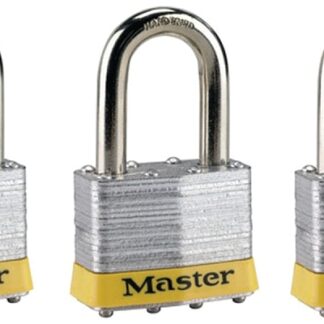 Master Lock 5TRILFPF Padlock, Keyed Alike Key, 3/8 in Dia Shackle, 1-1/2 in H Shackle, Boron Alloy Shackle, Steel Body