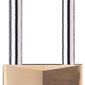 Master Lock 140DLH Padlock, Keyed Different Key, 1/4 in Dia Shackle, Steel Shackle, Solid Brass Body, 1-9/16 in W Body