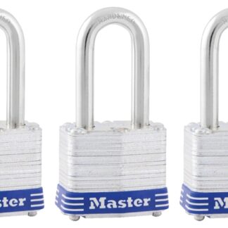 Master Lock 3TRILF Padlock, Keyed Alike Key, 9/32 in Dia Shackle, 1-1/2 in H Shackle, Steel Shackle, Steel Body