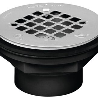 Oatey 42093 Shower Drain, ABS, Black, For: 2 in SCH 40 DWV Pipes, Stainless Steel Strainer