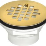 Oatey 42078 PVC Shower Drain with Polished Brass Strainer, PVC, White, For: 2 in SCH 40 DWV Pipes