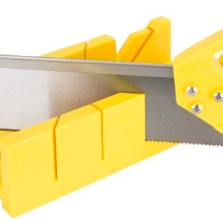 Vulcan JL42402 Miter Box with Saw, 4 in W Cutting, 2.25 in D Cutting, Plastic, Yellow