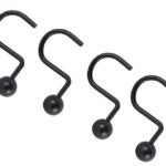 Simple Spaces SD-CBH-BK Ball Shower Curtain Hook Set, 1-1/16 in Opening, Steel, Matte, 2 in W, 2-3/4 in H