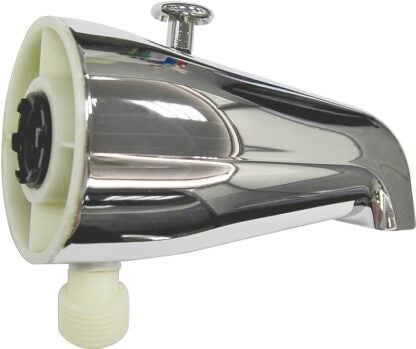 ProSource PMB-048 Bathtub Spout with Diverter, 5-1/4 in L, 3/4 x 1/2 in Connection, IPS, Zinc, Chrome Plated