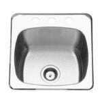 Franke Reginox Series RSL2020/10/3 Kitchen Sink, 3-Faucet Hole, 20 in OAW, 20-9/16 in OAD, 20-1/2 in OAH, Top, 1-Bowl