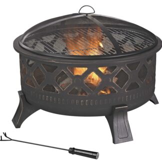 Seasonal Trends KLF-150509 Fire Pit, 32 in OAW, 32 in OAD, 22-3/4 in OAH, Round, Steel