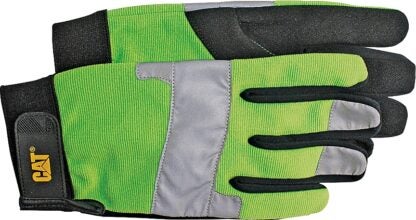 Cat CAT012214J High-Visibility Utility Gloves, Jumbo, Synthetic Leather, Black/Fluorescent Green