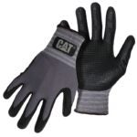 Cat CAT017419L Dipped Gloves, L, Knit Wrist Cuff, Nitrile Coating, Nylon Glove, Gray