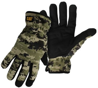 Cat CAT012270L Utility Gloves, Men's, L, Open Cuff, Spandex, Camouflage