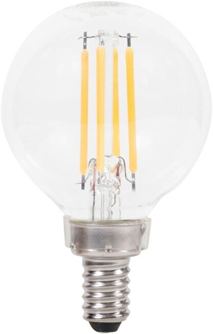 Sylvania 40784 Natural LED Bulb, Decorative, G16.5 Lamp, 40 W Equivalent, E12 Lamp Base, Dimmable, Clear