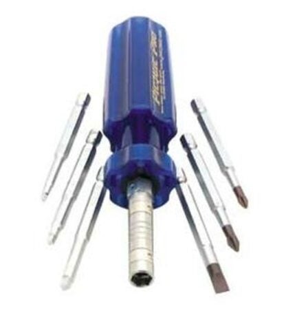 Picquic SUPER 8 Plus 98880 Multi-Bit Screwdriver, #1, #2, #3 Robertson, #1, #2 Phillips, 3/16 in, 1/4 in Slotted Drive