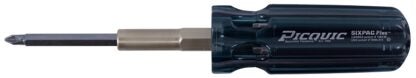 Picquic SIXPAC Plus Series 88001 Multi-Bit Screwdriver, Phillips, Robertson, Slotted Drive, Solid Handle