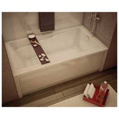 Maax New Town 6032 Series 105456-R-100 Bathtub, Right Drain Location, 38 to 44 g Capacity, 59-3/4 in L, 32 in W, Acrylic