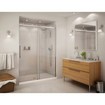 Maax 138997-900-084-00 Shower Door, 22-1/2 to 24-1/2 in W Opening, 70-1/2 in H Opening, Clear Glass, Semi-Framed Frame