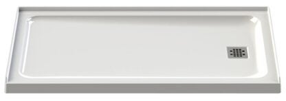 Maax Olympia Series 106012-000-001/00 Shower Base, 60 in L, 32 in W, 3-5/8 in H, Acrylic, White, Alcove Installation