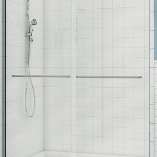 MAAX Aura 135663-900-084-000 Shower Door, 18-1/2 to 22-1/2 in W Opening, 67-7/8 in H Opening, Semi-Frameless Frame