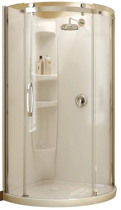 MAAX 105760-000-001-10 Shower Kit, 36 in L, 36 in W, 78 in H, Acrylic, Chrome, Round, 8 mm Glass