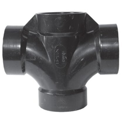 IPEX 027096 Double Sanitary Pipe Tee, 2 in, Hub, ABS, Black, SCH 40 Schedule