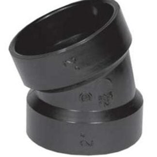 IPEX Drainway Series 027250 Pipe Elbow, 1-1/4 in, Hub, 22.5 deg Angle, ABS, SCH 40 Schedule