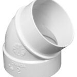 IPEX 201006 Pipe Elbow, 2 in, Socket x Spigot, 45 deg Angle, PVC, White