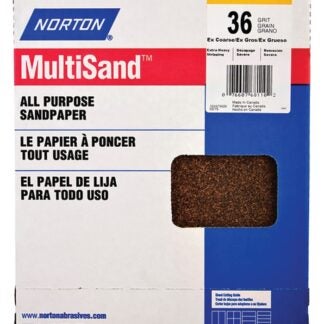 NORTON MultiSand 07660768110 Sanding Sheet, 11 in L, 9 in W, Extra Coarse, 36 Grit, Aluminum Oxide Abrasive