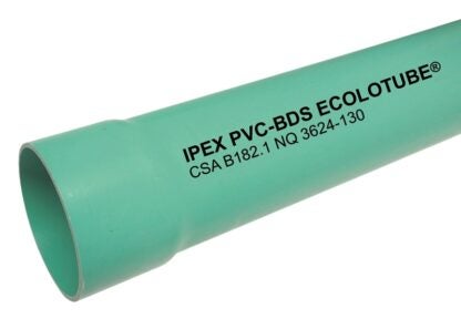 IPEX 003645 Sewer Pipe, 4 in, 10 ft L, Solvent Weld, PVC, Green