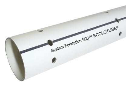 IPEX Ecolotube Series 003500 Foundation Drain Pipe, 4 in, 10 ft L, PVC, White