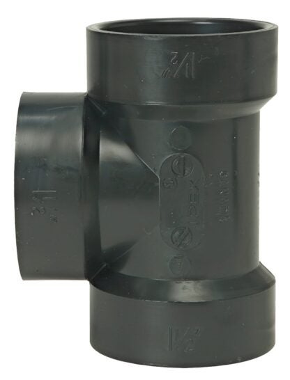 IPEX 027021 Straight Pipe Tee, 1-1/2 in, Hub, ABS