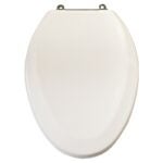 ProSource T-19WMC Toilet Seat, Elongated, MDF Molded Fiberboard, White, Bar Hinge